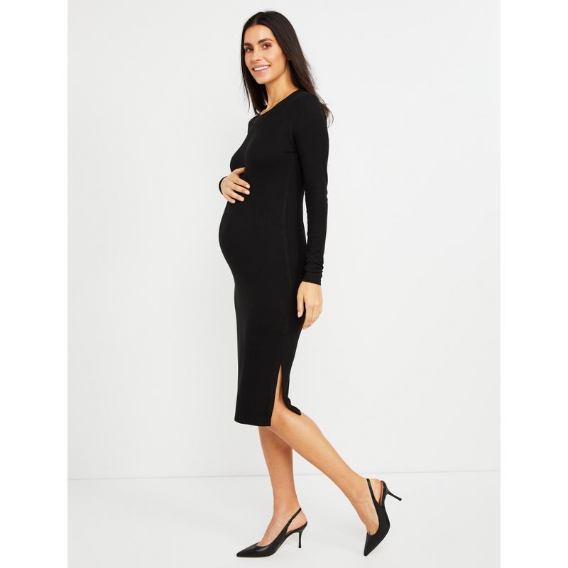 Long Sleeve Ribbed Maternity Dress | Motherhood Maternity, 6 of 7