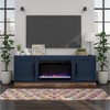 64" Poplar Solid and Okume Veneer Fireplace TV Stand with Two Doors, Two Shelves, Electric Fireplace Insert, Cable Management, and Remote Control - 2 of 4