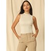 Hobemty Women's Ribbed Blouse Basic Mock Neck Sleeveless Knitted Tops - 2 of 4