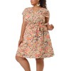 Agnes Orinda Women's Plus Size Casual Floral Tie Waist Short Sleeve Knee Length A Line Dresses - 2 of 4