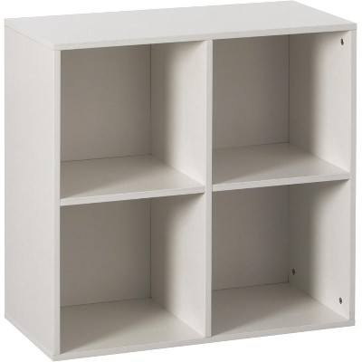Basicwise Modern Wooden Toy Storage Bookshelf 4 Cube Organizer Square Bookcase