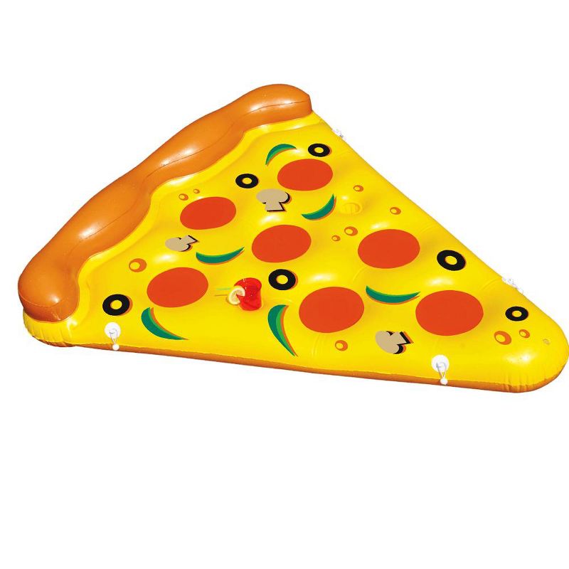 Swimline Inflatable Giant Pizza Slice Swimming Pool Raft with Headrest and Cupholders and Inflatable UFO Lounge Chair Pool Float with Built-In Sprayer, 2 of 6