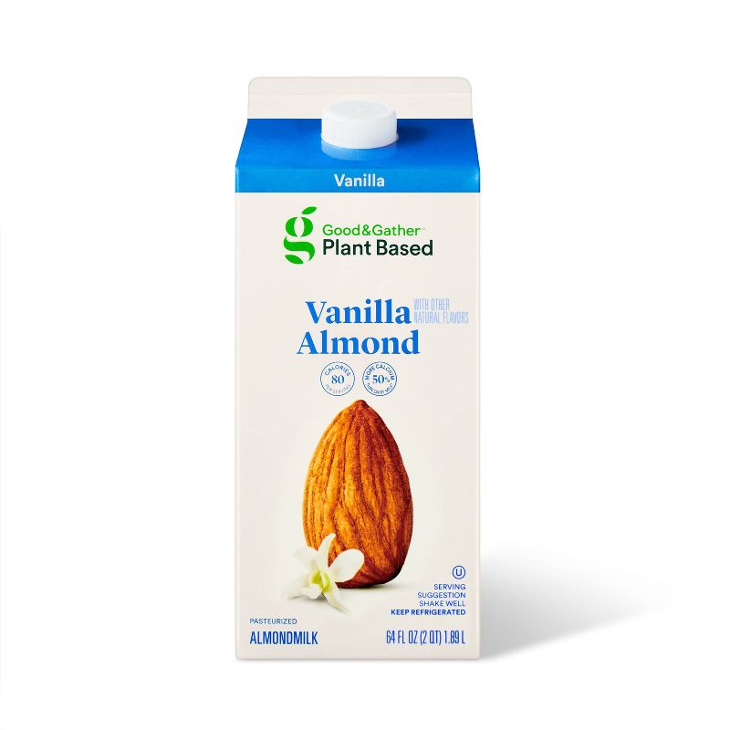 Plant Based Vanilla Almond Milk - 0.5gal - Good &#38; Gather&#8482;, 1 of 5