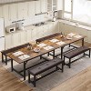 63-Inch Extendable Rustic Brown Dining Table Set for 4-6, Rectangle Wood Kitchen Table with 2 Soft Benches, Space-Saving Design for Small Spaces - 3 of 4