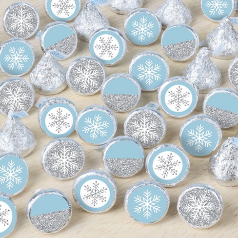 Big Dot of Happiness Blue Snowflakes - Winter Holiday Party Small Round Candy Stickers - Party Favor Labels - 324 Count