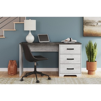 Gray and White Wood Home Office Desk with Drawers