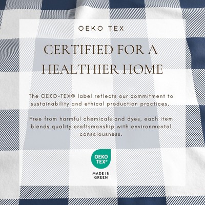 Queen Navy Buffalo Check Cotton Flannel Sheet Set