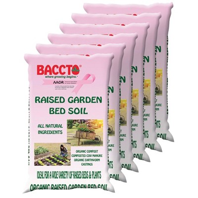 Michigan Peat Company 6 Pack BACCTO Raised Bed Soil with Organic Compost, Manure, & Earthworm Castings for All Plant Types, 1.5 Cubic Feet