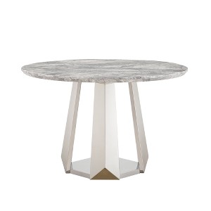 Dolonm 47-inch Round Modern Marble Dining Table with Stainless Steel Base for Kitchen, Dining Room - 1 of 4