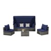 5-Piece Outdoor Patio Wicker Daybed Furniture Set with Retractable Canopy Storable Side Table and Soft Cushions - 4 of 4