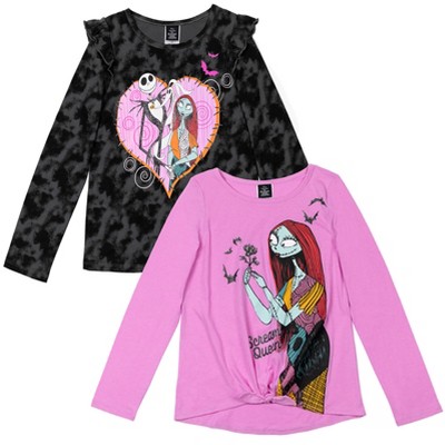 Disney Nightmare Before Christmas Sally Big Girls Fleece T-shirt And Leggings  Outfit Set Purple / Black 14-16 : Target