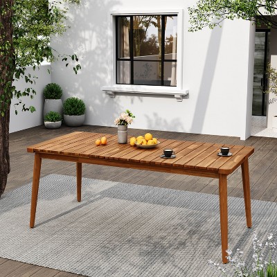 VYNXARIA Acacia Wood Dining Table 8-Person Outdoor Table, Farmhouse Furniture for Patio, Garden, Backyard, Teak