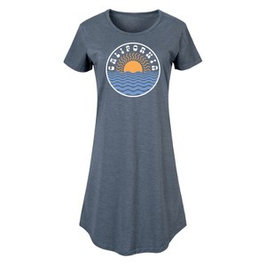 Women's - Instant Message - California Sun Waves Graphic T-shirt Dress - 1 of 4