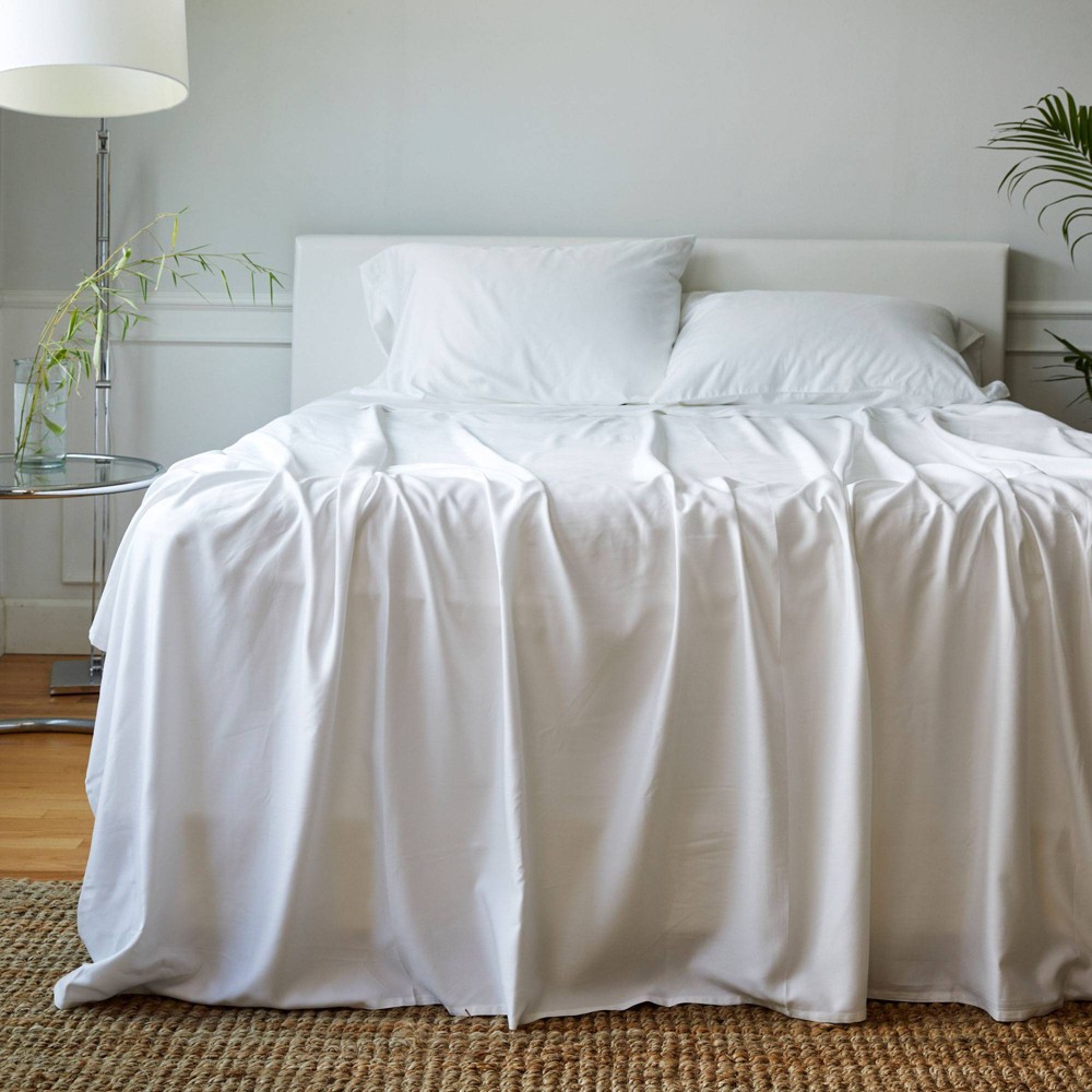 Photos - Bed Linen King 300 Thread Count Luxury 100 Viscose from Bamboo Solid Sheet Set White