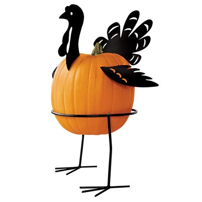 Collections Etc Metal Turkey Pumpkin Holder Stand - 5 pc 9 X 9 X 7 Black
