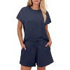 Pinspark 2 Piece Sets for Women Summer Crewneck Matching Shorts Lounge Set with Pockets Casual Travel Outfits Pink XXL - 3 of 4
