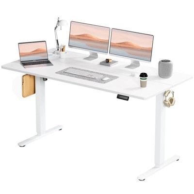 NicBex Home Office Desks 62" Morden Computer Desk Standing Desk Adjustable Height with Metal Legs and Earphone Rack for Study