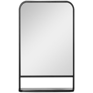 HOMCOM 34" x 21" Rectangle Modern Wall Mirror with Storage Shelf, Mirrors for Wall in Living Room, Bedroom, Black - 1 of 4