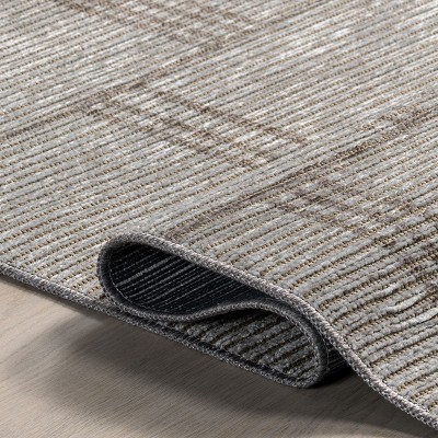 Beige Geometric Machine Washable Stain-Resistant Area Rug