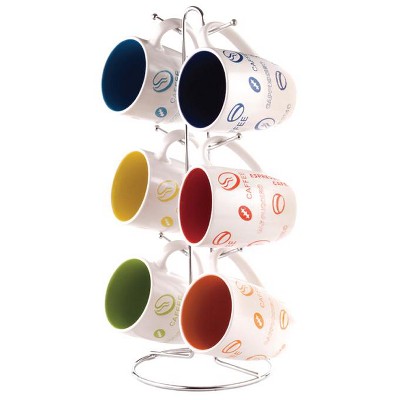 Home Basics 6 Piece Mug Set with Stand