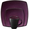 16pc Stoneware Soho Lounge Square Dinnerware Set Purple - Gibson Soho Lounge: Microwave & Dishwasher Safe Dishware Set - 2 of 3