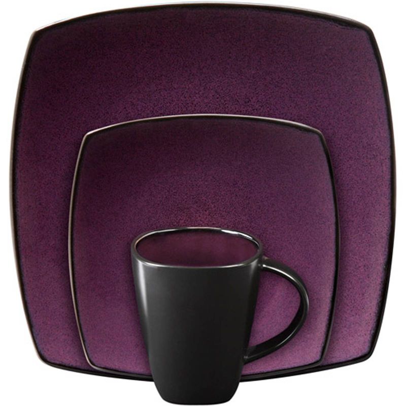 16pc Stoneware Soho Lounge Square Dinnerware Set Purple - Gibson Soho Lounge, 2 of 4