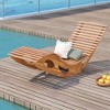 Tangkula 2PCS Outdoor Chaise Lounge Acacia Wood Rocking Sun Lounger with Slatted Backrest and Seat Wooden Rocker Lounge Chair - 3 of 4