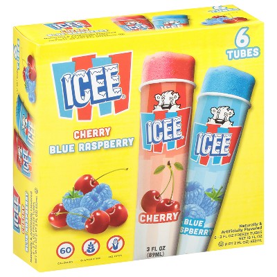 ICEE Frozen Raspberry and Wild Cherry Tubes - 18oz/6ct