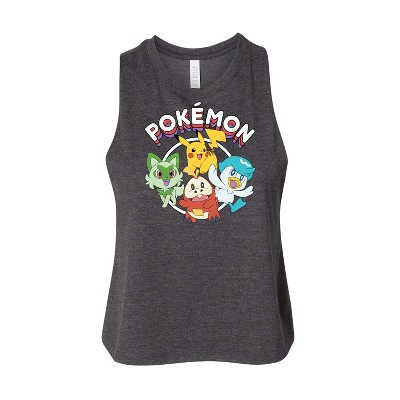 Women's Pokémon Scarlet & Violet Starters Graphic Racerback Tank - Heather Charcoal - Small