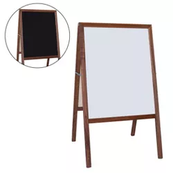 Flipside Products Stained Marquee Easel with White Dry Erase/Black Chalkboard