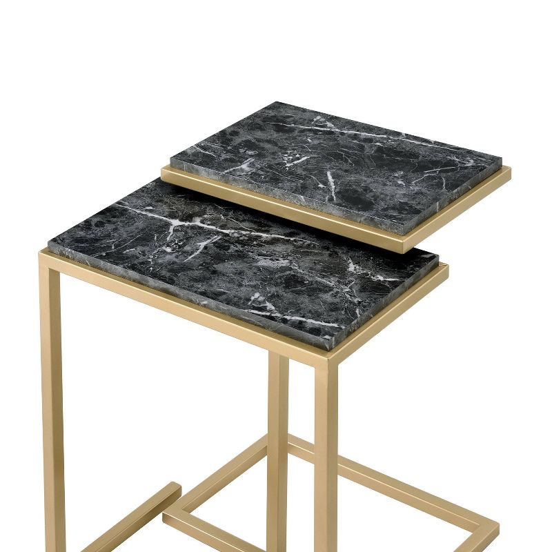 24/7 Shop At Home Kircubbin Nesting Table with Faux Marble Top  , 3 of 4