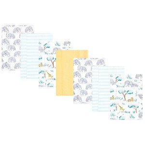 Hudson Baby Cotton Flannel Burp Cloths 7-Pack, Safari Friends, One Size - 1 of 4