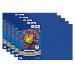 Tru-Ray Construction Paper, Heavyweight, Royal Blue, 12" x 18", 50 Sheets Per Pack, 5 Packs - 1 of 4