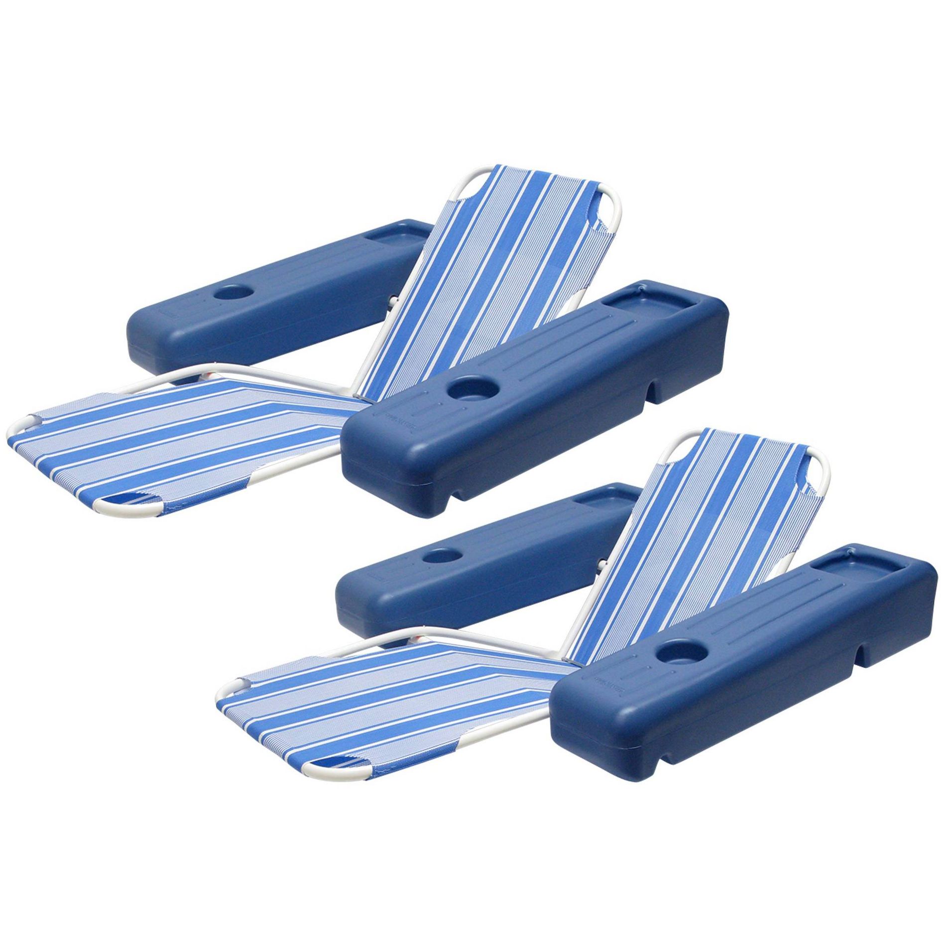 Poolmaster Caribbean Retro Floating Chaise Pool Lounger Recliner 2pk - Blue Striped