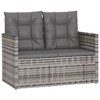 vidaXL Patio Bench with Cushions Gray 41.3 in. Poly Rattan - 2 of 4