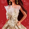 Barbie Signature 2025 Holiday Barbie Fashion Doll, Seasonal Collector, Dark Brown Hair with Silver & Gold Gown - 3 of 4