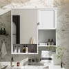 MAYEERTY 27.84" Modern Wall Mounted Bathroom Medicine Cabinet, Bathroom Wall Storage Cabinet with Mirror Towels Bar White - 2 of 4