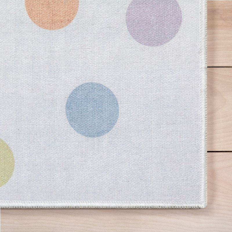 Well Woven Rainbow Polka Dots Apollo Kids Collection Multi Color Area Rug, 6 of 11
