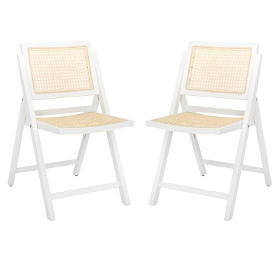 Desiree Cane Folding Dining Chair (Set of 2) - SFV4137 - White/Natural - Safavieh Couture