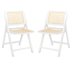 Desiree Cane Folding Dining Chair (Set of 2) - SFV4137 - White/Natural - Safavieh Couture - 1 of 4