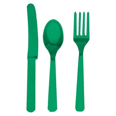 Photo 1 of 24ct Green Disposable Cutlery (12 pack)