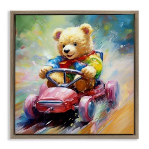 Stupell Industries Teddy Bear on Go Kart, 18" x 18" - 1 of 4