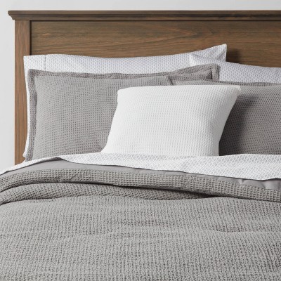Queen Waffle Weave 8pc Comforter & Sheet Bundle Gray - Threshold™