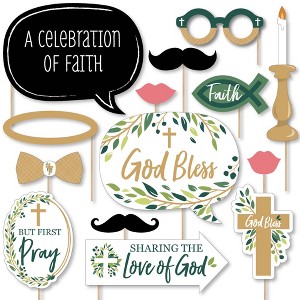 Big Dot of Happiness Elegant Cross - Religious Party Photo Booth Props Kit - 20 Count - 1 of 4