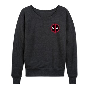 Women's - Marvel - Deadpool Logo Lightweight French Terry Wide Neck Long Sleeve Graphic Shirt - 1 of 4