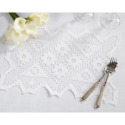 Saro Lifestyle 'Tuscany' Lace Placemats (Set of 4 pcs), White, 12"x18"