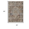 HomeRoots 3' X 5' Tan Blue And Burnt Orange Oriental Area Rug With Fringe - 3 of 4