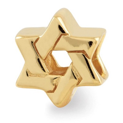 Black Bow Jewelry Star of David Bead Charm in 14k Yellow Gold Plated Sterling Silver