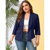 Women's Plus Size Blazer  Shawl Collar Elegant Notch Lapel Business Casual Tunic Office Suit Jacket with Pockets - 2 of 4