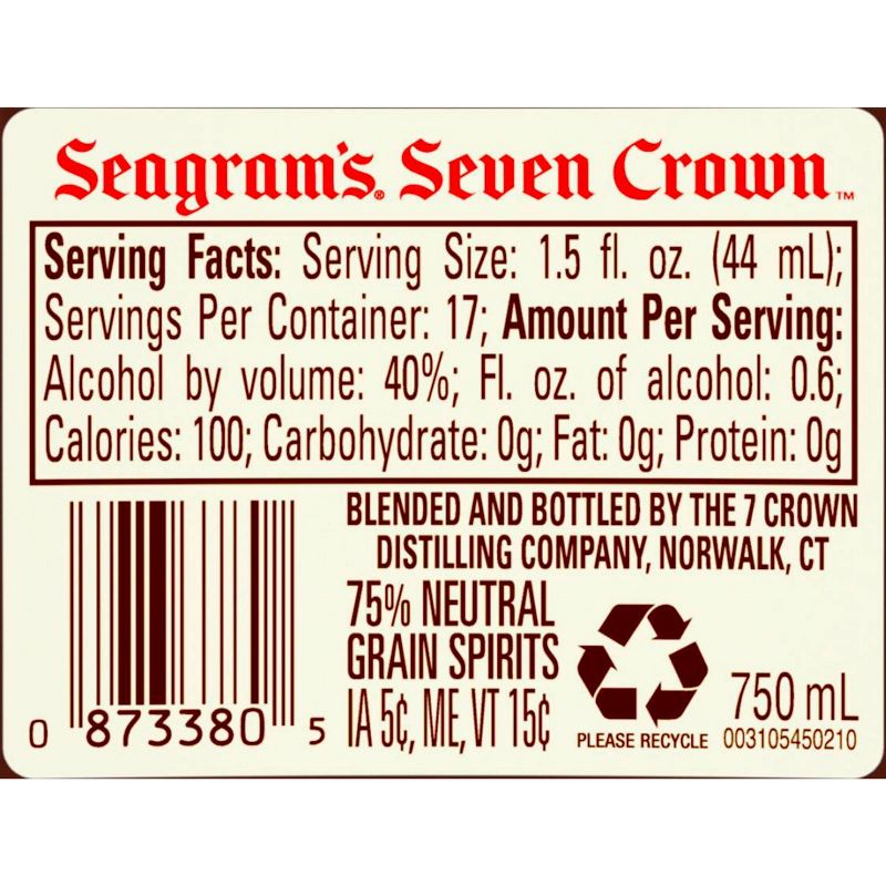 Seagram&#39;s 7 Crown American Whiskey - 750ml Plastic Bottle, 5 of 7